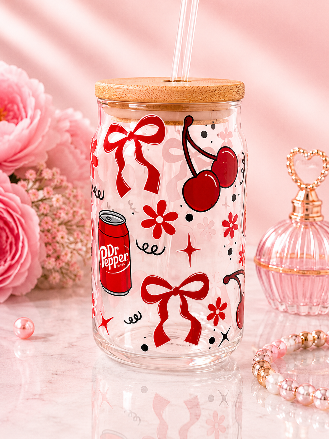 Pretty in Dr Pepper Glass Can Cup