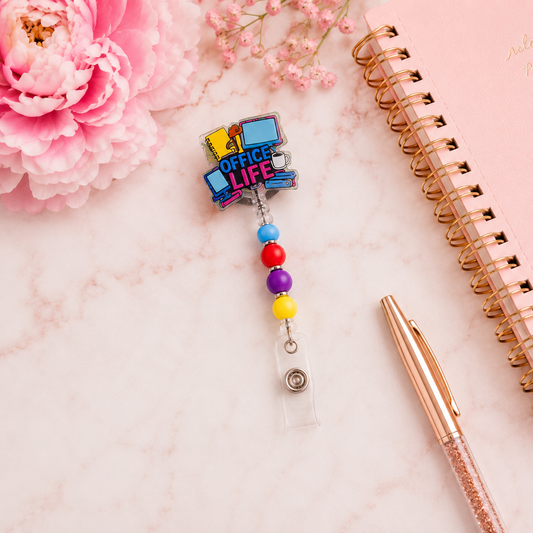 Office Life Beaded Badge Reel