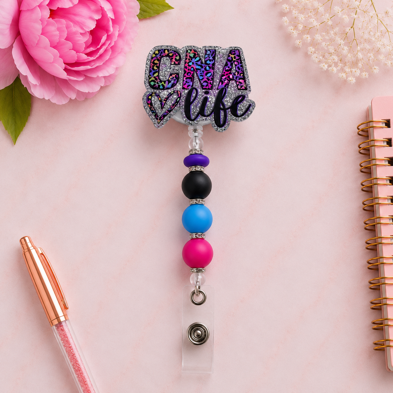 CNA Life Beaded Badge Reel