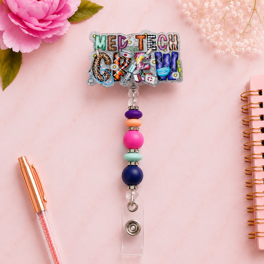 Med Tech Crew Beaded Badge Reel